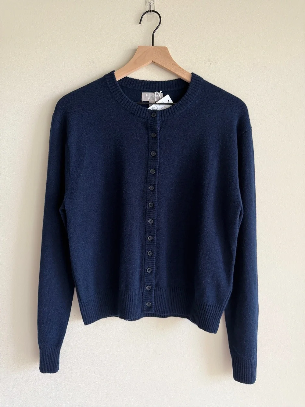 J.Crew Perfect Cashmere Cardigan Navy 100% Cashmere Size M NWT $178